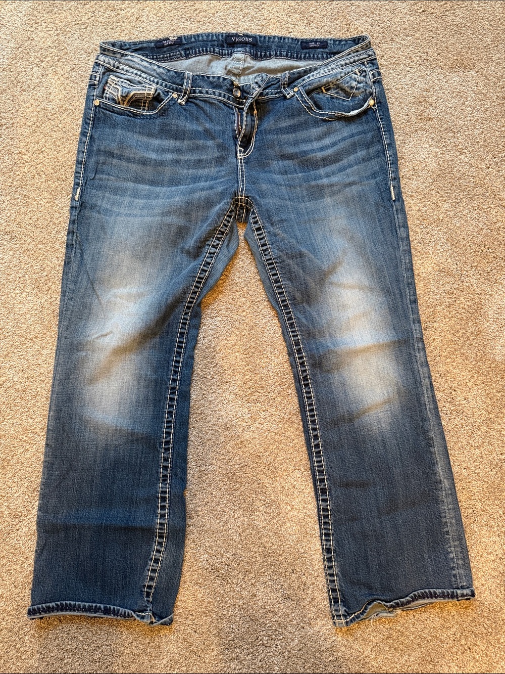 Vigoss women Chelsea slim boot plus size 22 Blue Denim Jeans length 31